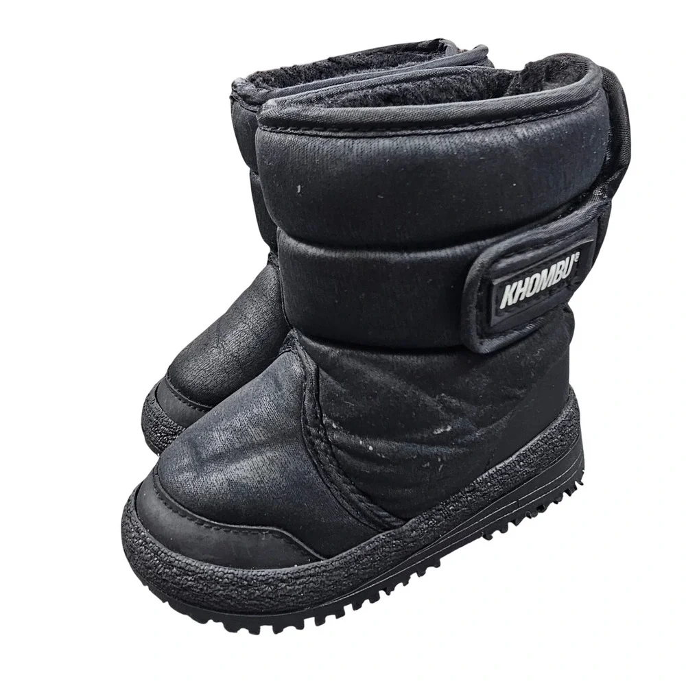 Khombu Trooper I Toddler 8M Black Winter Snow Boots Faux Fur Lined Puffer Kids‎